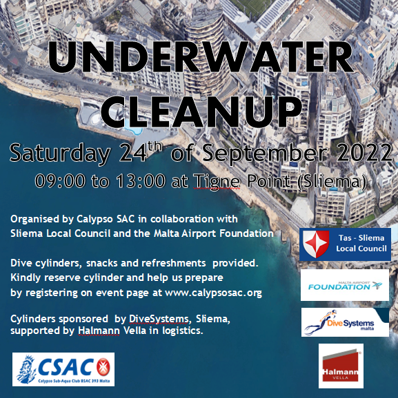 Underwater Cleanup at Tigne on Sat 24th September 2022 – CSAC